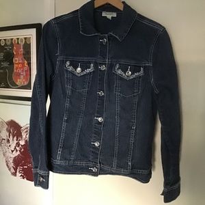 Blue Denim Jacket with Rhinestone Buttons